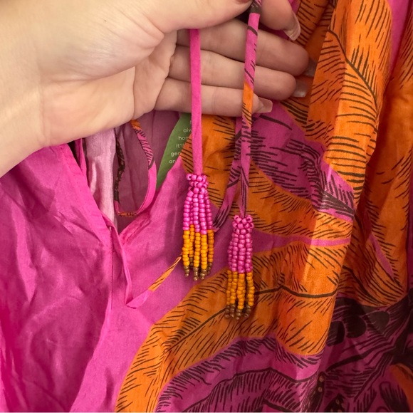 Farm Rio Beach Forest Pink Off The Shoulder Mini Dress Size Large NWT - Picture 7 of 8